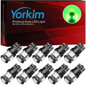 img 4 attached to 🚗 Yorkim 194 Green LED Bulbs – Super Bright T10 5th Gen LEDs for Car Interior, Dome, Map, Door Lights – Pack of 10