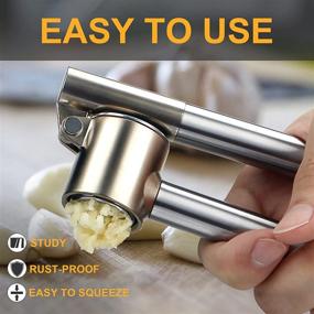 img 1 attached to 🧄 304 Stainless Steel Garlic Mincer & Crusher | Heavy Duty Garlic Press | Easy Squeeze | Rust Proof | Easy Clean