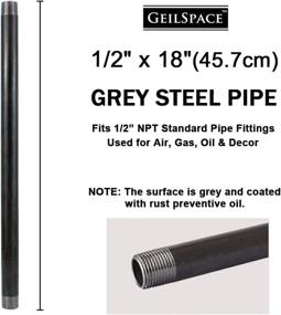 img 3 attached to 🛠️ 6 Pack GeilSpace 1/2" × 18" Heavy Duty Pre-Cut Grey Metal Pipe - Industrial Steel for Standard Half Inch Threaded Pipes and Fittings - Vintage DIY Shelving (1/2" × 18", Grey)