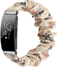 img 4 attached to FitTurn Cute Elastic Bands Compatible With Fitbit Inspire 2/ Inspire HR/Inspire/Ace 2 Elastic Cloth Pattern Printed Fabric Wristbands Bracelet Watch Band For Inspire 2 Girls (Honeysuckle)