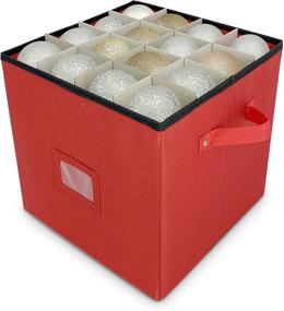 img 1 attached to 🎄 Efficient Christmas Ornament Storage Box - Holds 64 Ornaments, Adjustable Dividers, Covered Top, Two Handles. Keep Decorations Safe and Dry for Next Season!