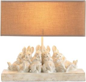 img 3 attached to 🐇 Creative Co-op Whitewashed Rabbit Table Lamp: Sand-Colored Linen Shade, 14L x 5.5W x 13H