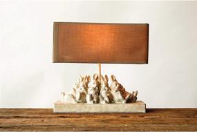 img 2 attached to 🐇 Creative Co-op Whitewashed Rabbit Table Lamp: Sand-Colored Linen Shade, 14L x 5.5W x 13H