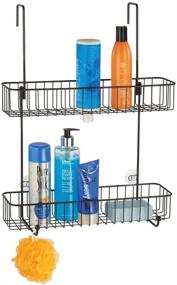 img 4 attached to mDesign Extra Wide Over-the-Door Shower Caddy for Bathroom Storage - Bronze