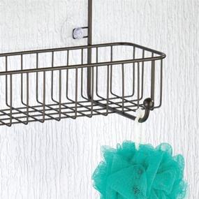 img 1 attached to mDesign Extra Wide Over-the-Door Shower Caddy for Bathroom Storage - Bronze