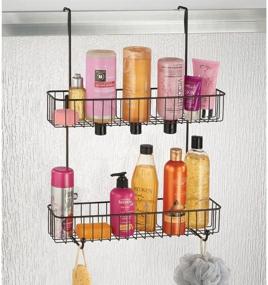 img 3 attached to mDesign Extra Wide Over-the-Door Shower Caddy for Bathroom Storage - Bronze