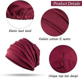 img 1 attached to 🎩 Stretchy Slouchy Sleep Cap Baggy Beanie Hat Cap Night Hair Cap Headwear for Women Men - Set of 4 pieces