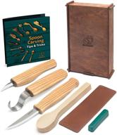 🪵 complete wood carving kit for beginners - beavercraft s13box tools set: spoon carving, hook knife, and whittling knife in dark brown logo