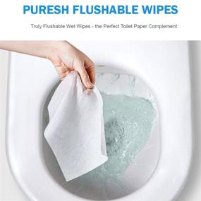 img 2 attached to 🧼 Puresh Flushable Wipes for Adults: Unscented Wet Wipes with Vitamin-E & Aloe - 3 Pack (120 Wipes) - For Superior Cleaning & Safe Disposal at Home