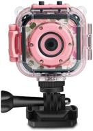 📸 prograce children kids camera: waterproof hd underwater video camera for girls - 1080p camcorder dv toddler camera - perfect birthday learn camera toy with 1.77'' lcd screen (pink) logo