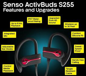 img 1 attached to 🎧 Беспроводные наушники SENSO Bluetooth - Топовые спортивные наушники с микрофоном, водонепроницаемые IPX7 и стереозвуком HD для тренировок в спортзале, бега, занятий спортом - 8-часовой аккумулятор, наушники с шумоподавлением - беспроводные наушники HiFi