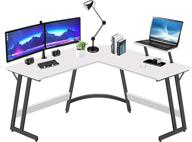 🖥️ lufelia white l-shaped desk with monitor stand - corner computer desks for small home office, study, bedroom, gaming pc work - modern 51-inch writing table логотип