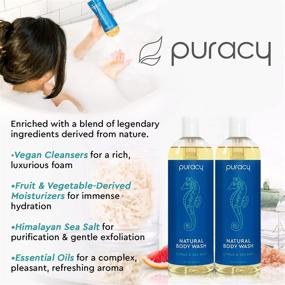 img 2 attached to Puracy Natural Body Wash – Цитрус и морская соль – Увлажняющий гель для душа для сухой и чувствительной кожи - Сульфат-бесплатное мыло для мягкой, гладкой кожи