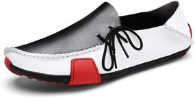 img 4 attached to Loafers Driving Casual Leather Stitched Men's Shoes