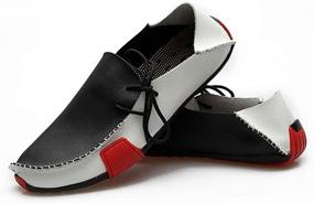 img 1 attached to Loafers Driving Casual Leather Stitched Men's Shoes