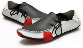 img 2 attached to Loafers Driving Casual Leather Stitched Men's Shoes