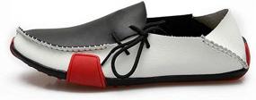 img 3 attached to Loafers Driving Casual Leather Stitched Men's Shoes