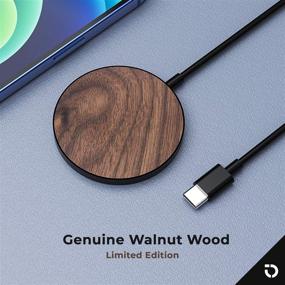 img 3 attached to 🪵 Деревянное беспроводное зарядное устройство Edelorn Walnut Wood с магнитным креплением: быстрая зарядка по технологии MagSafe мощностью 15 Вт для iPhone 13 серии (совместимо с iPhone 13/13 Pro/13 Pro Max/Mini) - зарядное устройство с портом USB-C.