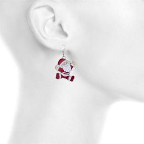 img 3 attached to 🎅 Lux Accessories Festive Holiday Christmas Xmas Dancing Santa Drop Earrings for a Joyful Season