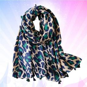 img 3 attached to FENICAL Leopard Scarf Animal Cotton