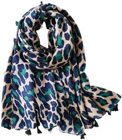 img 4 attached to FENICAL Leopard Scarf Animal Cotton