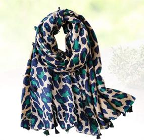 img 1 attached to FENICAL Leopard Scarf Animal Cotton