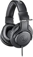 black audio-technica ath-m20x professional headphones for studio monitoring logo
