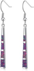 img 4 attached to 💎 Stunning CiNily Dangle Earrings: Opal Drop Earrings for Women - Silver/Gold Plated Dangle Bar Earrings with Gems - Perfect Opal Jewelry, 2 1/8