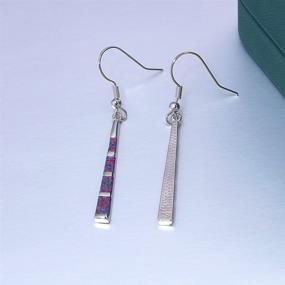 img 2 attached to 💎 Stunning CiNily Dangle Earrings: Opal Drop Earrings for Women - Silver/Gold Plated Dangle Bar Earrings with Gems - Perfect Opal Jewelry, 2 1/8