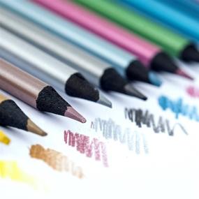 img 3 attached to Art Drawing Metallic Colored Pencils Set - 12 Count Non-Toxic Wooden Pencils