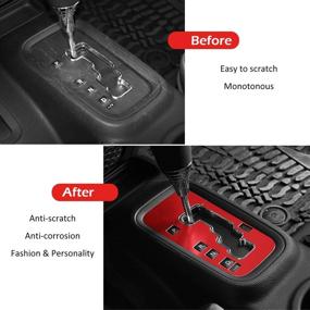 img 1 attached to 🚙 Enhance Your Jeep Wrangler's Style & Protection: E-cowlboy Trim Gear Frame Cover Gear Shift Box Cover (Red, 2012~2018)