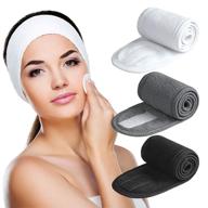 🧖 denfany spa headband set – ultra soft adjustable terry cloth wrap for face washing, shower, facial mask, yoga – pack of 3 (black + white + gray) logo