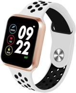 advanced smart watch: blood pressure, blood oxygen & heart rate monitoring fitness tracker for men & women - white logo