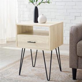 img 4 attached to 🪑 Walker Edison Modern 1-Drawer Birch Accent Table: Small End Table with Storage for Living Room