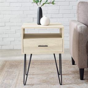 img 3 attached to 🪑 Walker Edison Modern 1-Drawer Birch Accent Table: Small End Table with Storage for Living Room