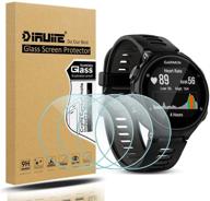 diruite 4-pack tempered glass protector for garmin forerunner 735xt: 2.5d 9h hardness, anti-scratch, bubble-free logo