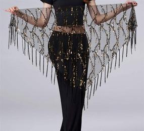 img 2 attached to 💃 Lauthen.S Women Belly Dance Hip Scarf: Sparkling Sequin Tassels and Ethnic Triangle Tribal Design for a captivating Waist Chain Skirt