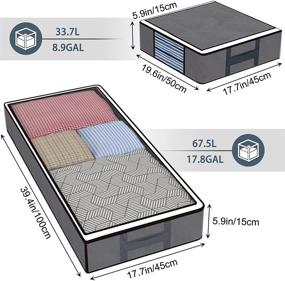 img 3 attached to 🛏️ Isbasa 4 Pack Under Bed Storage Bags: Organize Comforters, Clothes, Blankets, and Bedding with 2 Underbed Storage Bags + 2 Organizer Cubes - Grey