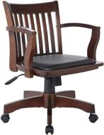 🪑 osp home furnishings deluxe wood banker's desk chair: padded seat, espresso finish, black vinyl - stylish comfort for your office space логотип