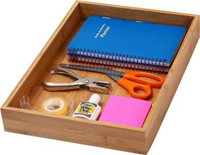 img 1 attached to 🗄️ YBM Home Bamboo Drawer Organizer Box: Efficient Multi-Use Storage Solution for Various Spaces - Office, Kitchen, Craft, Bathroom, and More! (10x14x2 Inch)