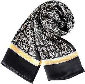 img 4 attached to Black and White Men's Charmeuse Satin Scarf: Stylish Accessory for Better SEO