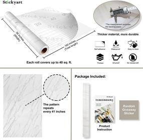 img 1 attached to 🔲 36x160 Marble Peel and Stick Countertop Contact Paper - Waterproof Matte White Grey Granite Look - Removable Self Adhesive Vinyl Marble Wallpaper for Kitchen Backsplash - Decorative Solution - Stickyart