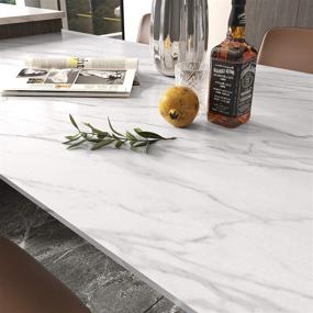 img 2 attached to 🔲 36x160 Marble Peel and Stick Countertop Contact Paper - Waterproof Matte White Grey Granite Look - Removable Self Adhesive Vinyl Marble Wallpaper for Kitchen Backsplash - Decorative Solution - Stickyart