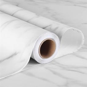 img 4 attached to 🔲 36x160 Marble Peel and Stick Countertop Contact Paper - Waterproof Matte White Grey Granite Look - Removable Self Adhesive Vinyl Marble Wallpaper for Kitchen Backsplash - Decorative Solution - Stickyart