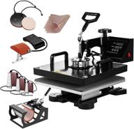 🔥 smarketbuy 15x15 inch digital sublimation heat press machine for t-shirts, hats, mugs, and plates - 8 in 1 black logo