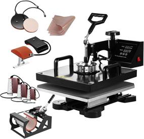 img 4 attached to 🔥 SmarketBuy 15x15 Inch Digital Sublimation Heat Press Machine for T-Shirts, Hats, Mugs, and Plates - 8 in 1 Black