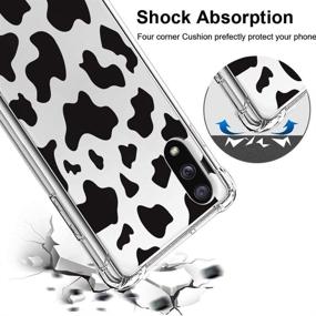 img 3 attached to 🐄 Cow Print Black Samsung Galaxy A01 Case - Shockproof Clear Cover with Cute Pattern, Full Body Protection, Durable Hard PC + Soft TPU Bumper, Anti-Scratch, Four Corners Cushion - 5.7inch