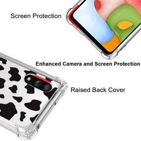 img 2 attached to 🐄 Cow Print Black Samsung Galaxy A01 Case - Shockproof Clear Cover with Cute Pattern, Full Body Protection, Durable Hard PC + Soft TPU Bumper, Anti-Scratch, Four Corners Cushion - 5.7inch