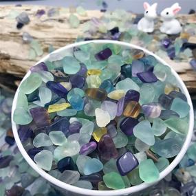 img 1 attached to Tesh Care 2 lbs Premium Tumbled Rainbow Fluorite Crystal Chips Crushed Stone with 2 Miniature Bunny Figurines, Healing Home Decorative Stones for Indoor Use