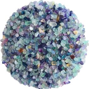 img 4 attached to Tesh Care 2 lbs Premium Tumbled Rainbow Fluorite Crystal Chips Crushed Stone with 2 Miniature Bunny Figurines, Healing Home Decorative Stones for Indoor Use
